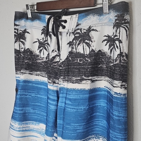 Burnside Mens Swim Board Shorts Palm Tree Tropical Print Size 34 - Picture 2 of 12